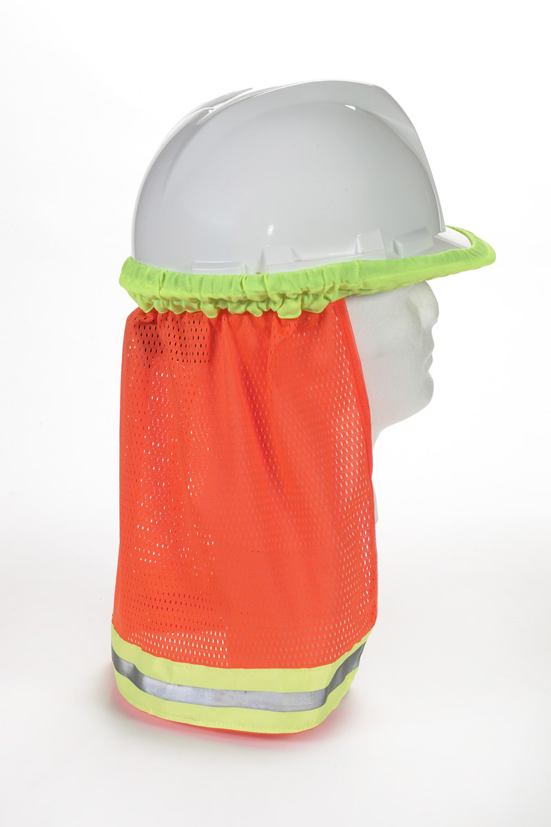 Hi-Vis Reflective Mesh Hard Hat Sun Shade Neck Shield (Orange)