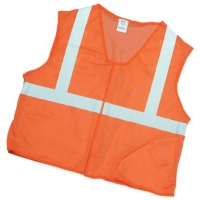 16373, ANSI Class 2 Orange Mesh Vest w/Silver Reflective, Flagging Direct