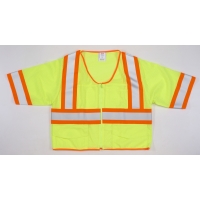 16392, ANSI CL 3 Lime Solid Vest w/ Pouch Pocket 4 OSO, Flagging Direct
